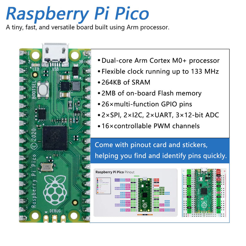 Freenove Ultimate Starter Kit for Raspberry Pi Pico (Included) (Compatible with Arduino IDE), 587-Page Detailed Tutorial, 222 Items, 99 Projects, Python C Java Code Ultimate Kit with Pico