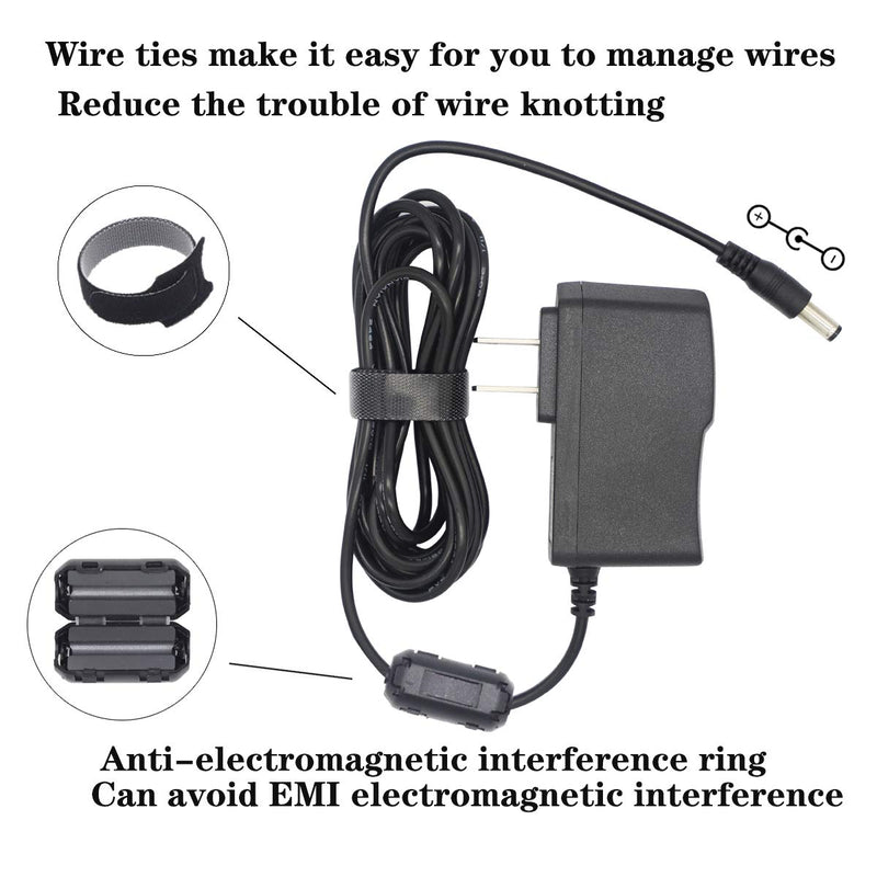 9V AC Power Supply Adapter Compatible with for Boss, Behringer, DigiTech, Jim Dunlop, MXR, Nobels, NUX, Roland, TC Electronic, Xotic, Zoom Effects Guitar pedal Casio keyboard Charger Cable Cord (10ft)