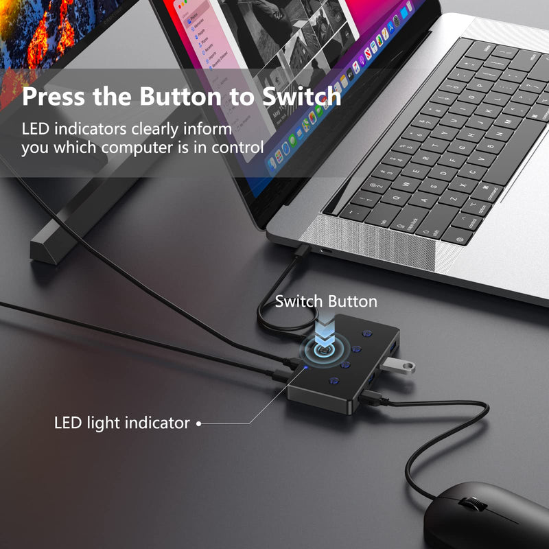 [AUSTRALIA] - ACASIS KVM Switch,USB 3.0 Switcher 2 Computers Share 4 USB 3.0 Ports for Mouse, Keyboard,Printer and More,USB Switch Compatible with Mac/Windows/Linux 