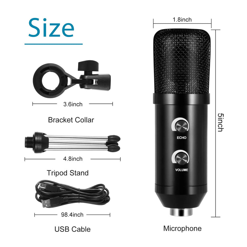 [AUSTRALIA] - USB Microphone for Computer, TDTOK Condenser Microphone for Laptop MAC or Windows with Tripod Stand, Professional Plug&Play Studio Cardioid Microphone for Gaming, Podcast,Chatting and YouTube 