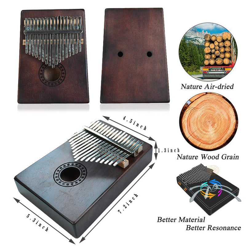 L'VOW Kalimba Thumb Piano 17 Keys Portable Finger Piano African Mbira Gift for Kids Adult Beginners Professional(Coffee) Coffee