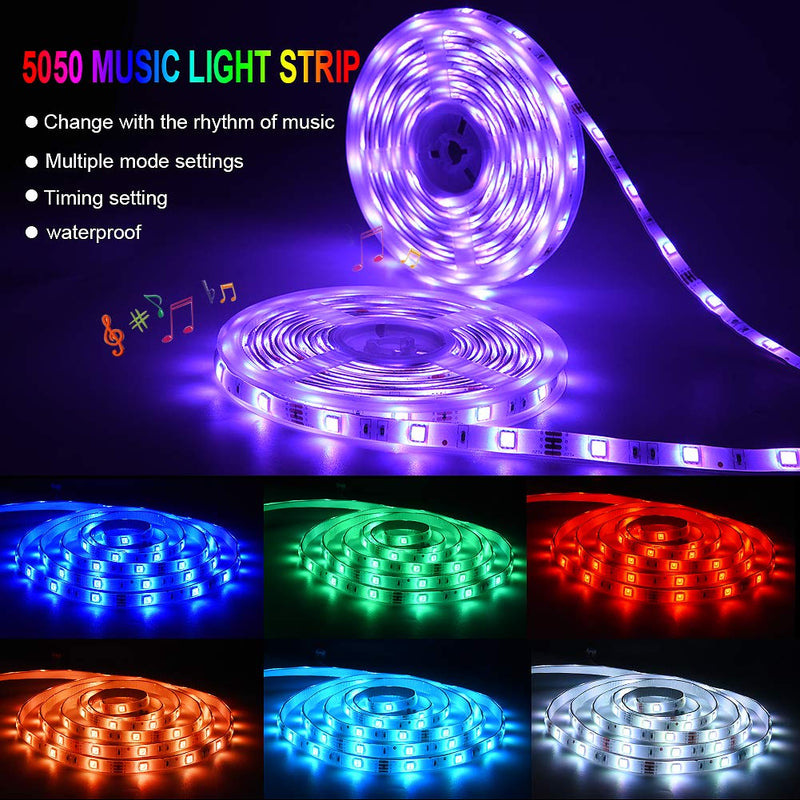 [AUSTRALIA] - LED Strip Lights, Sync to Music 32.8ft/10m RGB LED Light Strips Flexible 5050 Neon Lights LED Rope Lights with 40 Key Remote for Room, Bedroom, TV, Party Muticolor 