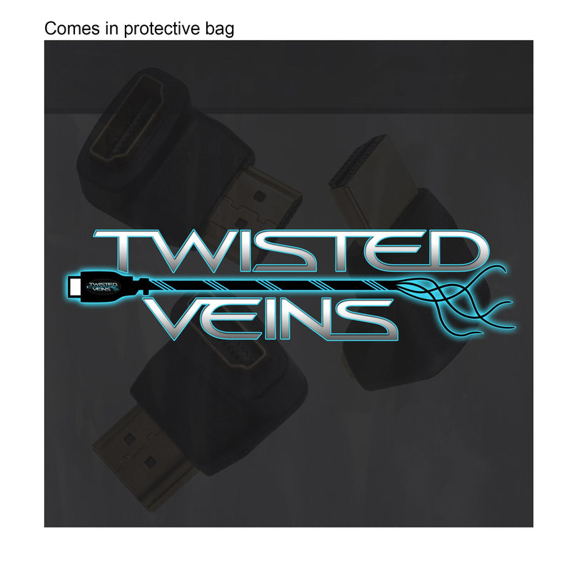 Twisted Veins HDMI 90 & 270 Degree, 4-Pack, Right Angle Adapters/Connectors, Supports HDMI 2.0b 4K 60hz HDR 90 & 270 Degree, 4 Pack