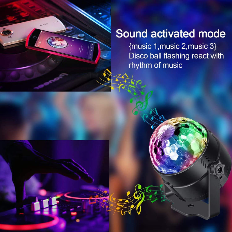 [AUSTRALIA] - Party Lights Disco Ball, 3W Sound Activated DJ Lights Stage Lights for Halloween Christmas Holiday Party Gift Kids Birthday Celebration Decorations Ballroom Home 