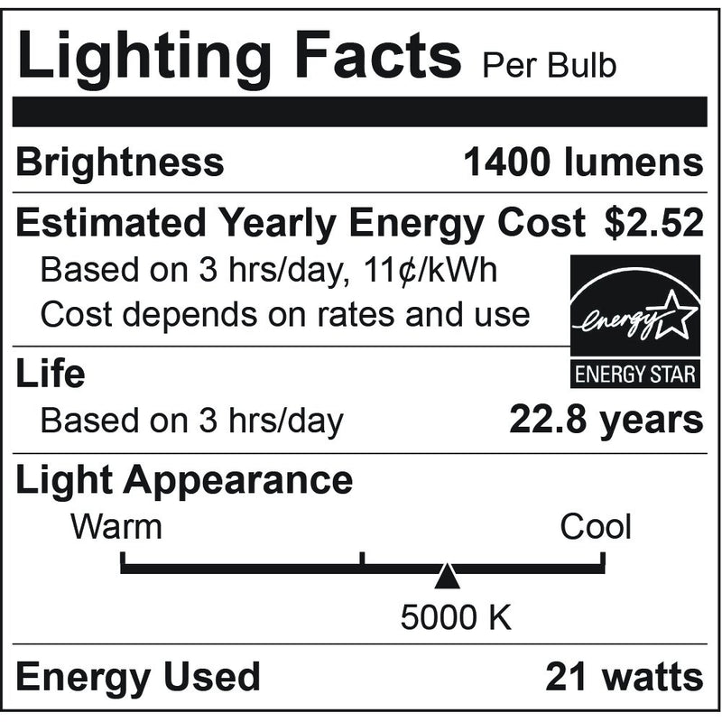 Euri Lighting DLC-3051e LED 5-6" HO Downlight, Retrofit Line, Cool White 5000K, Dim, 21W (120W Equivalent) 1400 lm, 90 Degree Beam Angle, 90+ CRI, E26 Adapter, UL & Energy Star Listed, T24 5000K (Cool White) 5/6" 120 Watts