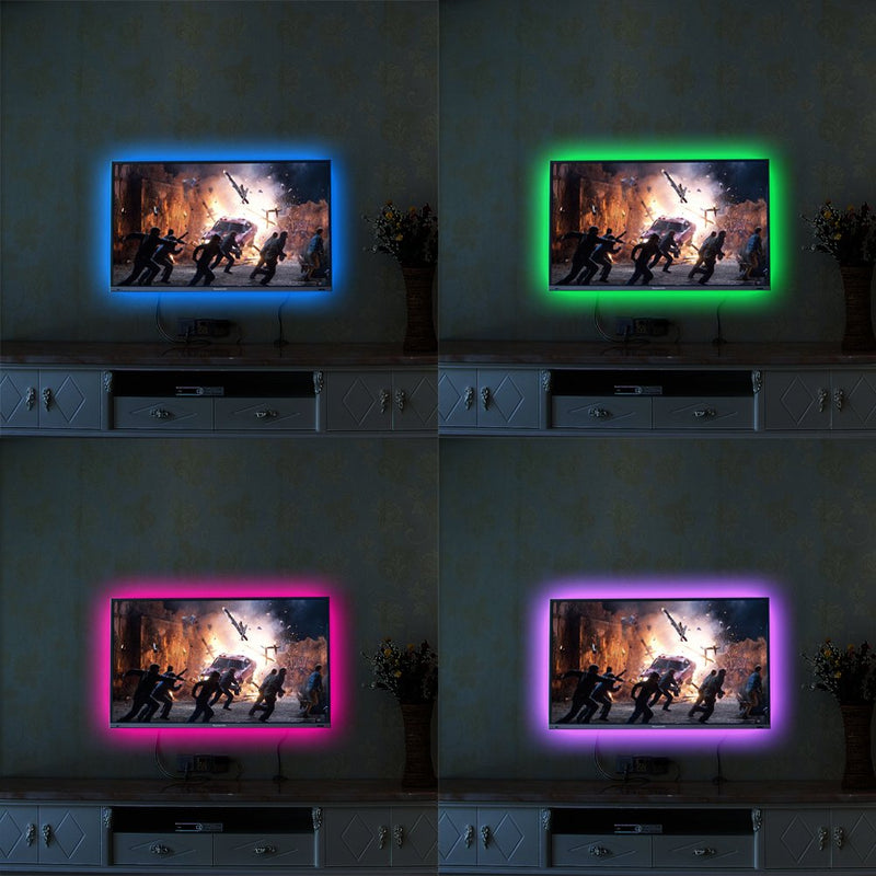 [AUSTRALIA] - SOLLED Bias Lighting for HDTV 60 LEDs TV Backlight, 3.28Ft Ambient TV Lighting Multi-Color Flexible 5050 RGB USB LED Strip, Best for Flat Screen/HDTV/Desktop PC Monitor Background Lighting 