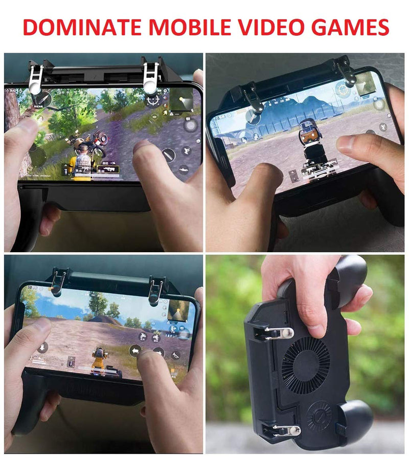 GameCorfara Mobile Game Controller for PUBG 4-in-1 Upgrade Version Cool Phone Holder Gamepad Shoot and Aim Trigger Joystick Physical Buttons Phone Cooling Pad Power Bank(4000Mah)