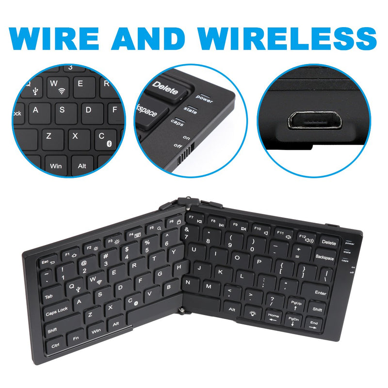 Foldable Bluetooth Keyboard, Portable Bluetooth Keyboard for iOS, Android, Windows, PC, Tablets and Smartphone