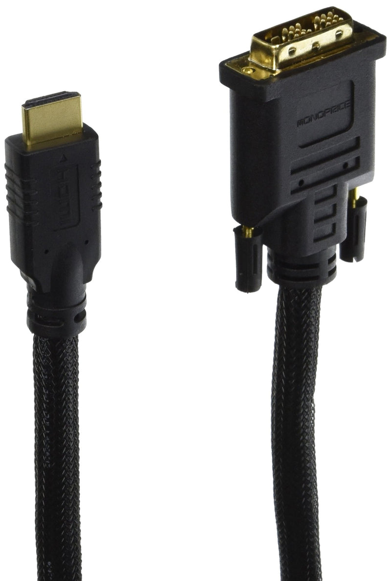 Monoprice 6-Feet 24AWG CL2 High Speed HDMI to DVI Adapter Cable with Net Jacket, Black (102218) 6ft