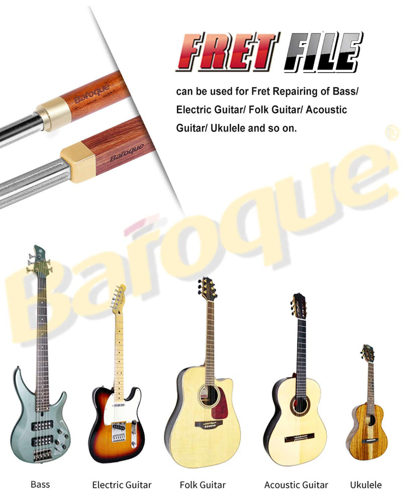 Baroque Fret Crowning Files Diamond, Guitar Fret Crown Dressing File, Fret Repairing Tools, Luthier Tools, Improved 3rd Generation, with 3 Sizes for Guitars, Ukuleles, Bass, Banjo, Mandolin Diamond 3rd Generation (IMPROVED)