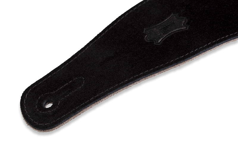 Levy's Leathers MS26-BLK 2.5" Hand-Brushed Suede Guitar Strap, Black Standard