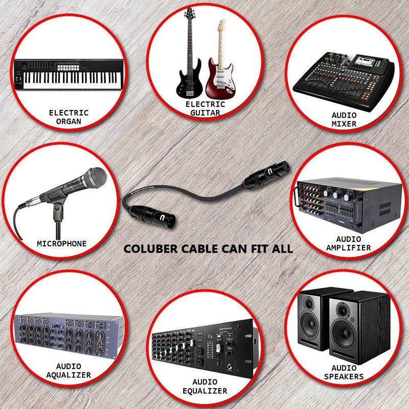 [AUSTRALIA] - Balanced XLR Cable Male to Female - 0.5 Feet (6 inches) Black - Pro 3-Pin Microphone Connector for Powered Speakers, Audio Interface or Mixer for Live Performance & Recording 