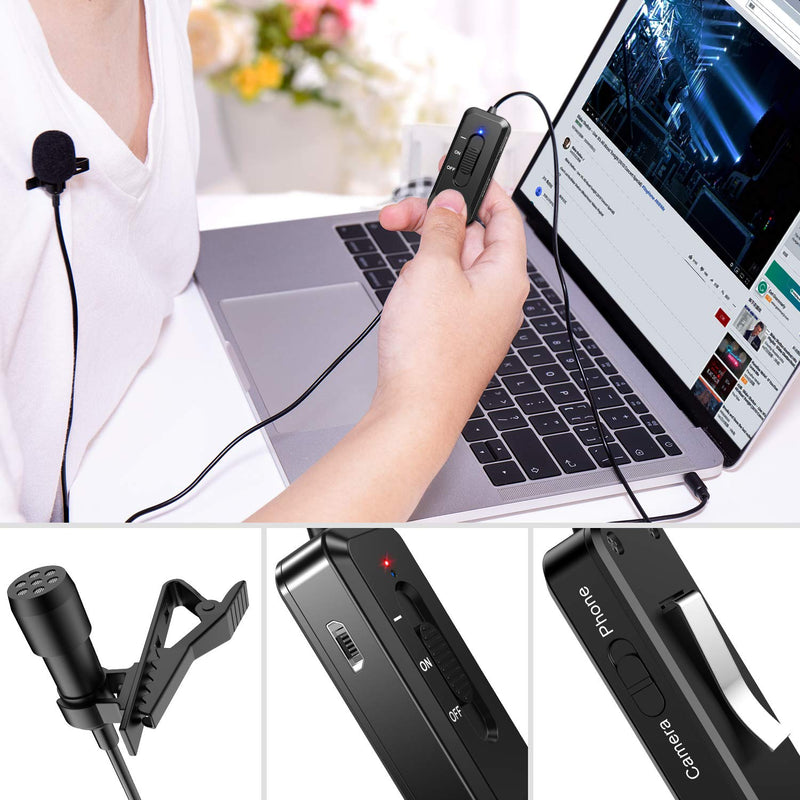 [AUSTRALIA] - Professional Lavalier Lapel Microphone with Noise Cancelling for Interviews, Recording, Meetings, YouTube, Live Streaming, Omnidirectional Condenser Clip on Lapel Mic for Smartphones, Camera, PC 