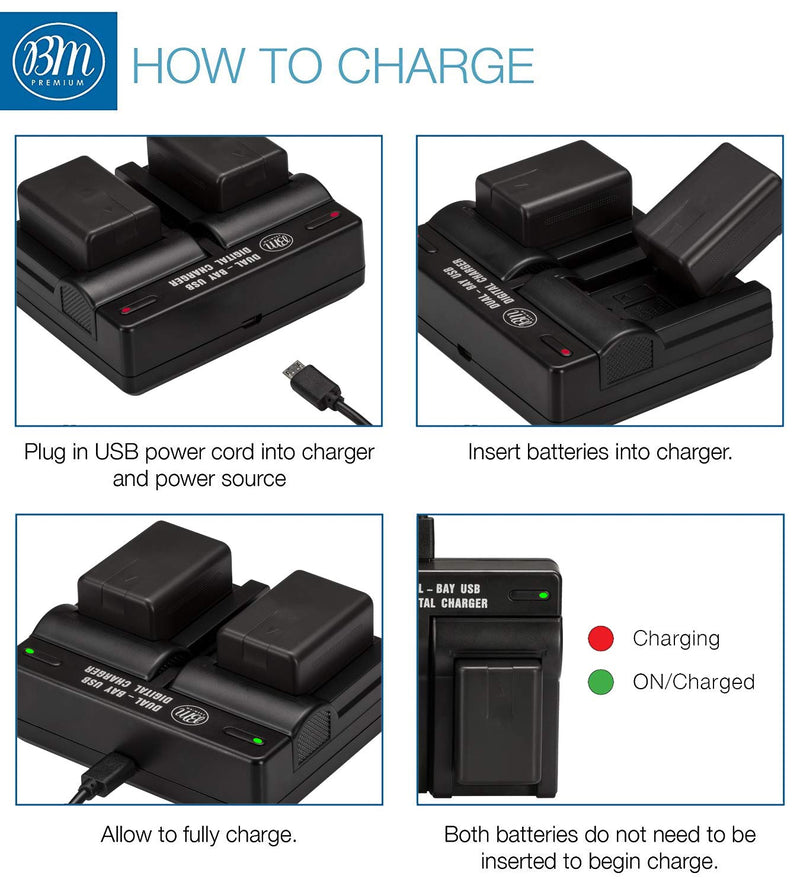 BM Premium 2 VW-VBT190 Batteries and Dual Battery Charger for Panasonic HC-V800K, HC-VX1K, HC-WXF1K, HCV510, V520, V550, V710, HCV720, HC-V750, HC-V770, HC-VX870, HC-VX981, HC-W580, HC-W850, HC-WXF991