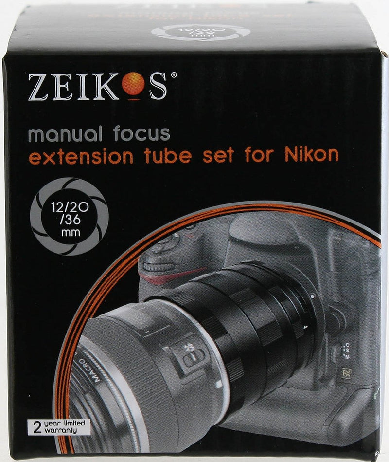 Zeikos Manual Focus Extension Tube Set for Nikon SLR and DSLR Cameras (ZE-ETN)