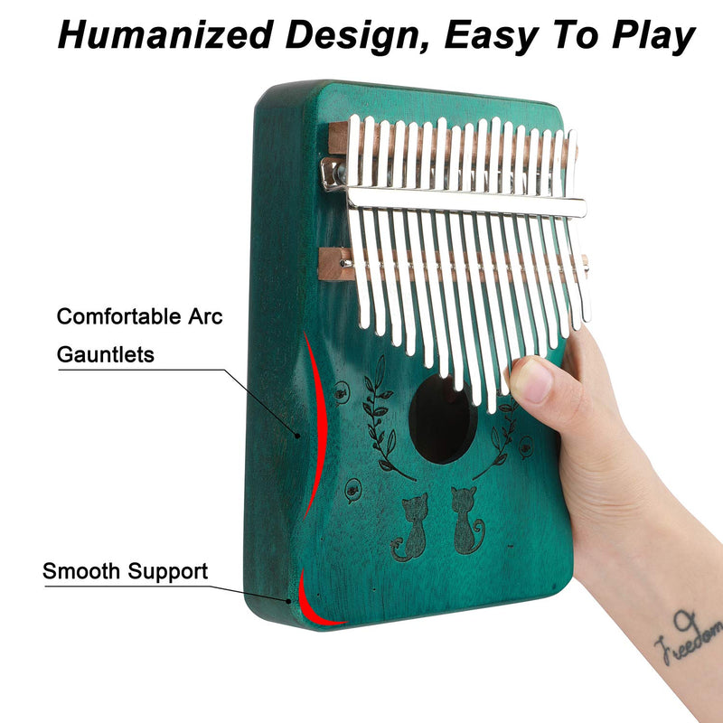 Kalimba Thumb Piano 17 key Marimba Wood Mbira Hand Rest Portable Mahogany African Finger Piano Pocket Music Instrument with Instruction Carrying Bag for Gig Party Kid Beginners Gift cat