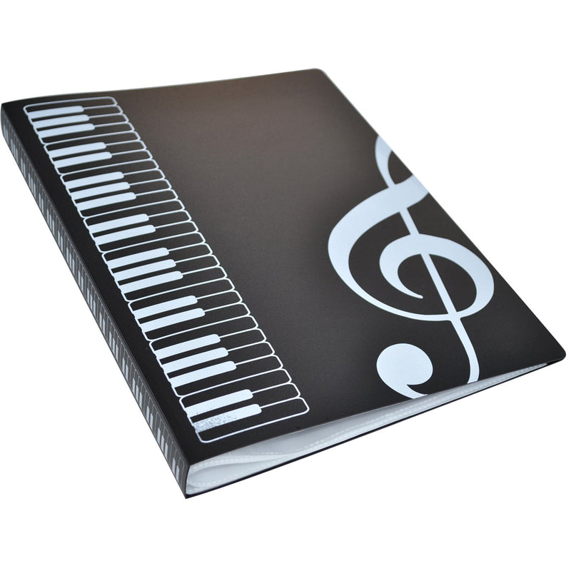 Music Themed Folder Music folder storage Holder,A4 Size Folder,40 Pockets,Treble Clef Folder (Black)