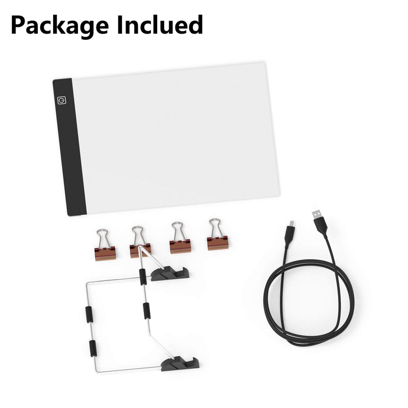 A4 LED Light Box with Stand and Clips,Improved Brightness Stepless Dimmable Tracer Ultra-Thin USB Powered Portable LED Artcraft Tracing Light Pad for Drawing Designing Copying & Diamond Painting A4 lightpad