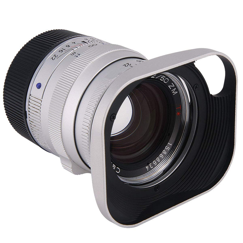 Haoge LH-ZV07P Lens Hood for Carl Zeiss Biogon T 2/35 35mm f2 ZM, C Biogon T 2.8/35 35mm f2.8 ZM, Planar T 2/50 50mm f2 ZM; Voigtlander NOKTON Classic 35mm f1.4 VM, 40mm f1.4 VM Hollow Out Designed Square - Silver - Hollow Out Designed