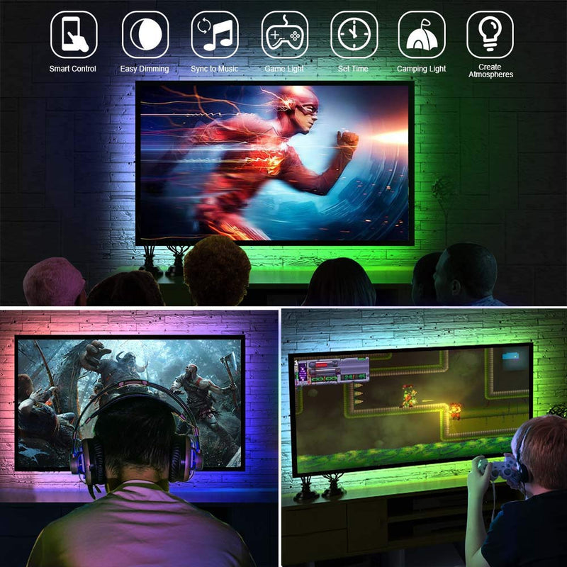 [AUSTRALIA] - LED Strip Lights, LitSoul RGB Accent Lighting Sync to Music, App Control, 8.2ft RGB Bias Light for TV, Bed Room Decor, USB Powered, for Android/iOS 8.2ft Bluetooth Control 