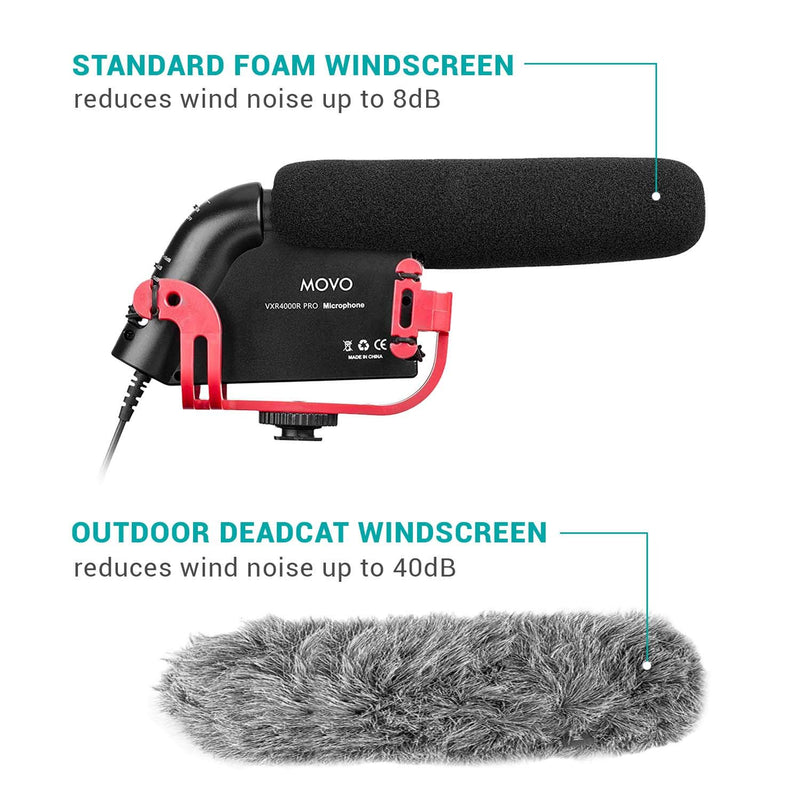 [AUSTRALIA] - Movo VXR4000R-PRO Directional Condenser Shotgun Microphone with Shockmount, Low Cut Filter, Audio Gain + Attenuation, Foam + Deadcat Windscreens and Case 