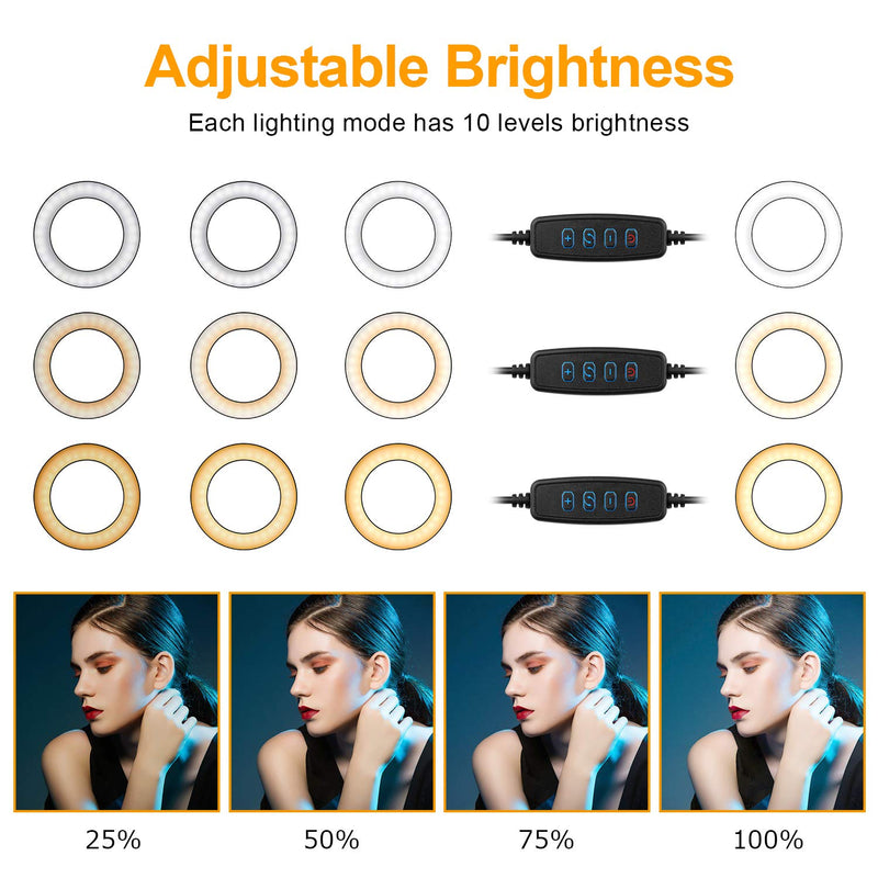 Small Mini Ring Light Makeup Mirror Selfie (only LED Ring Light) 6 Inch for Cameral Lamp Phone Tripod Makeup, Live Streaming, YouTube Video, TikTok (Without Tripod, 6 inch Ring Light)