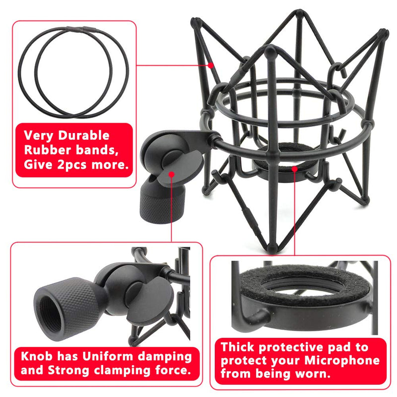 [AUSTRALIA] - TECKOON Mic Shockmount Holder-Anti Vibration Microphone Shock Mount Compatible with Recording Condenser Microphones Like AT2020,AKG220,Blue Spark Bluebird,Telefunken29,Rode,Samson,Neumann U87 - Black 