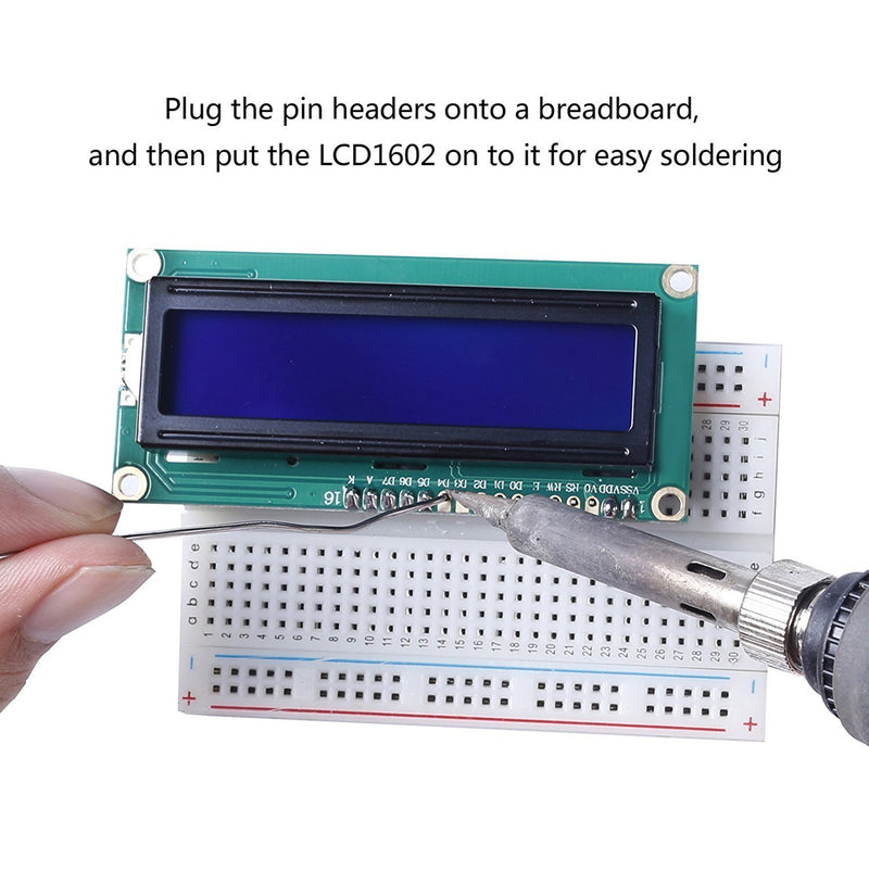 HiLetgo 2pcs HD44780 1602 LCD Display Module DC 5V 16x2 Character LCM Blue Blacklight NEW