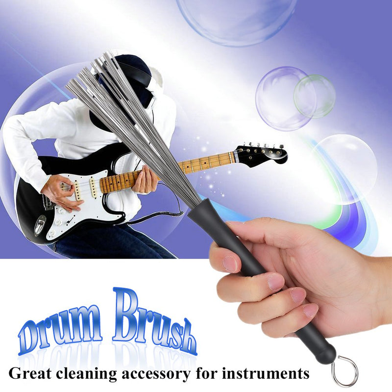 VGEBY Drum Brush, Retractable Wire Strands Drum Brush Stick Loop End Insruments Cleaning Accessory