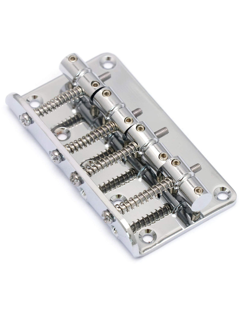 Metallor Hard Tail Fixed Bass Guitar Bridge Compatible with 4 string Jazz Bass or Precision Bass Style Bass Guitar Top Load Chrome.
