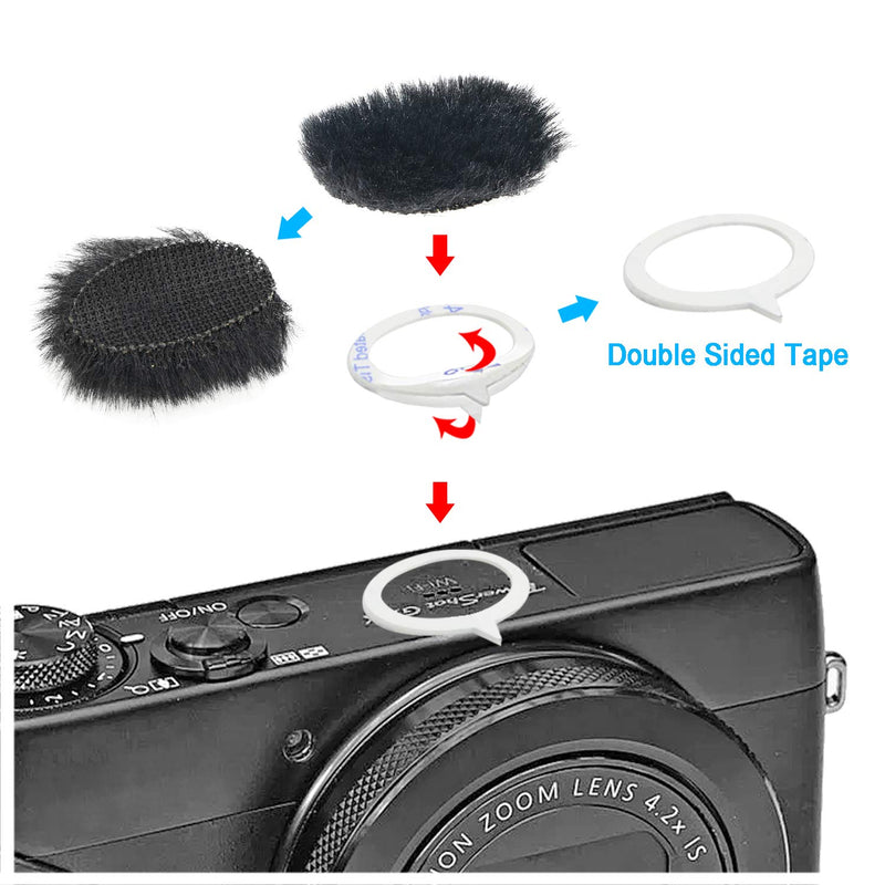 YOUSHARES Camera Mic Windscreen, 8 PCS Fur Wind Muff Wind Cover for DSLR Built-in Microphone Outdoor Wind Filter