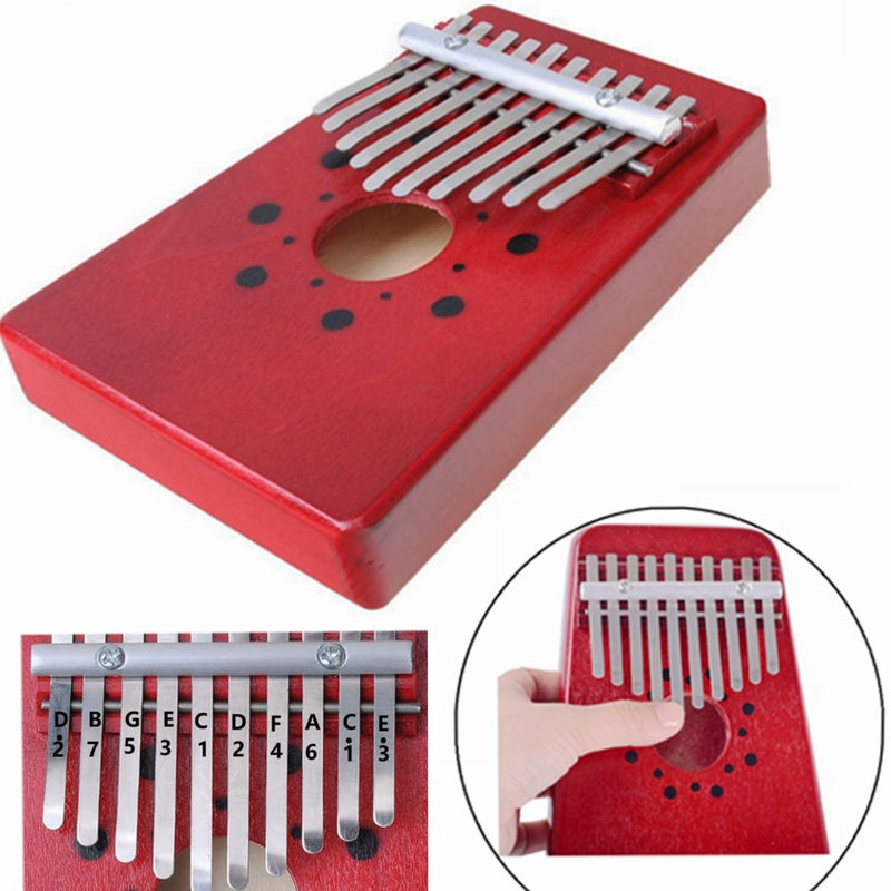 Luvay Kalimba Thumb Piano Mbira, Finger Piano African Instrument (10keys-Red) Red