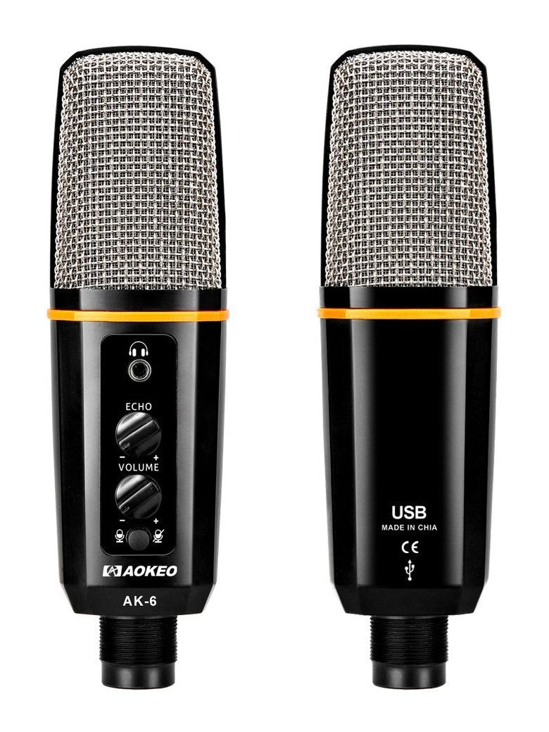 [AUSTRALIA] - Aokeo's AK-6 Desktop USB Condenser Microphone, Best For Live Podcasting, Broadcasting, Skype, YouTube, Recording, Singing, Streaming, Video Call, Conference, Gaming, Etc. With Mount Stand, Plug & Play 