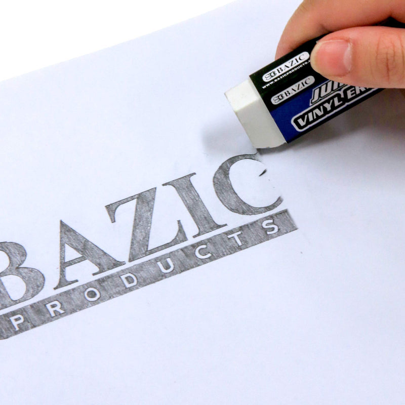 BAZIC Erasers, Jumbo Vinyl Pencil Eraser (4/Pack), Latex Free, White Large Size Block Erasers for Art Drawing School Office Kids Teachers, 1-Pack 4-count 1 Unit