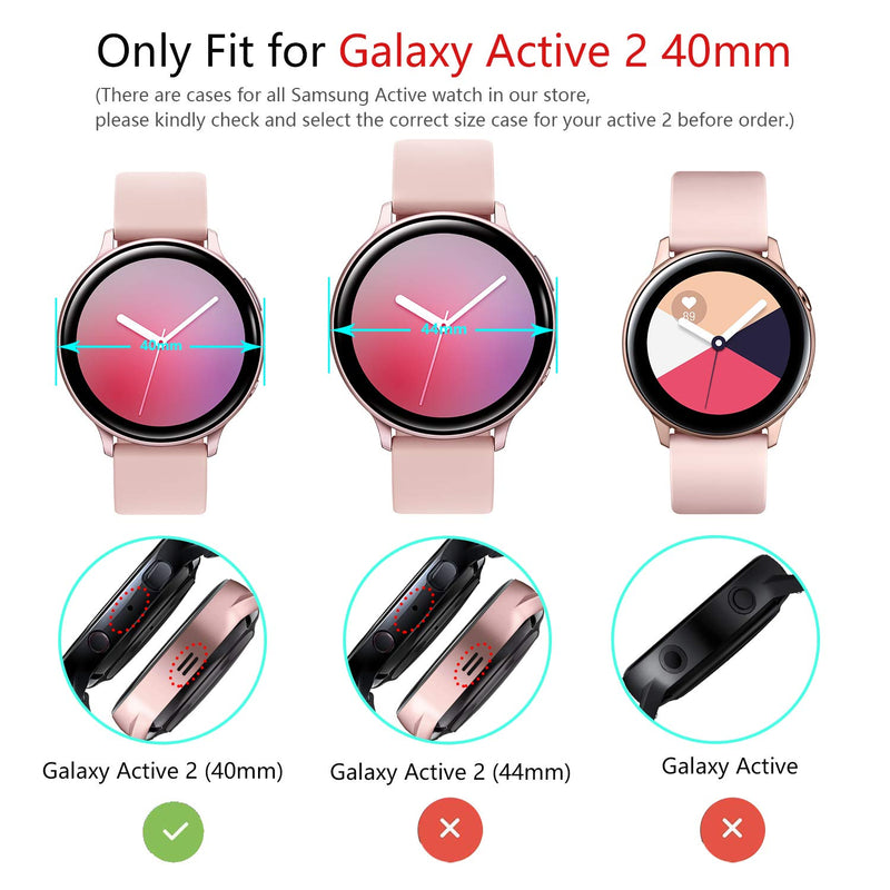 Seltureone (3 Pack) Compatible for Samsung Galaxy Watch Active 2 Case 40mm (2019), Heavy-Duty Overall Full Body Protective TPU Anti-Scratch Cover for Active2 40mm (Clear) Clear*3