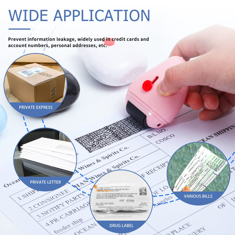 Belioncry Identity Theft Protection Roller Stamp 2.0 Generation with Ceramic Box Opener ID Police Block Address and Protect Your Privacy Information Self-Inking Roller Stamp Black Normal+3 Refills