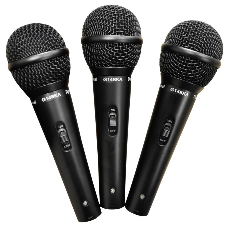 Soundlab Dynamic Premium Vocal Microphone Kit with 3 Microphones, Leads and Carry Case