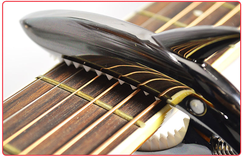 ZEALUX Shark Guitar Capo for Guitars, Ukulele, Banjo, Mandolin, Bass - Made of Ultra Lightweight Aluminum Metal for 4 & 6 & 12 String Instruments - Premium Accessories (Gold) Gold