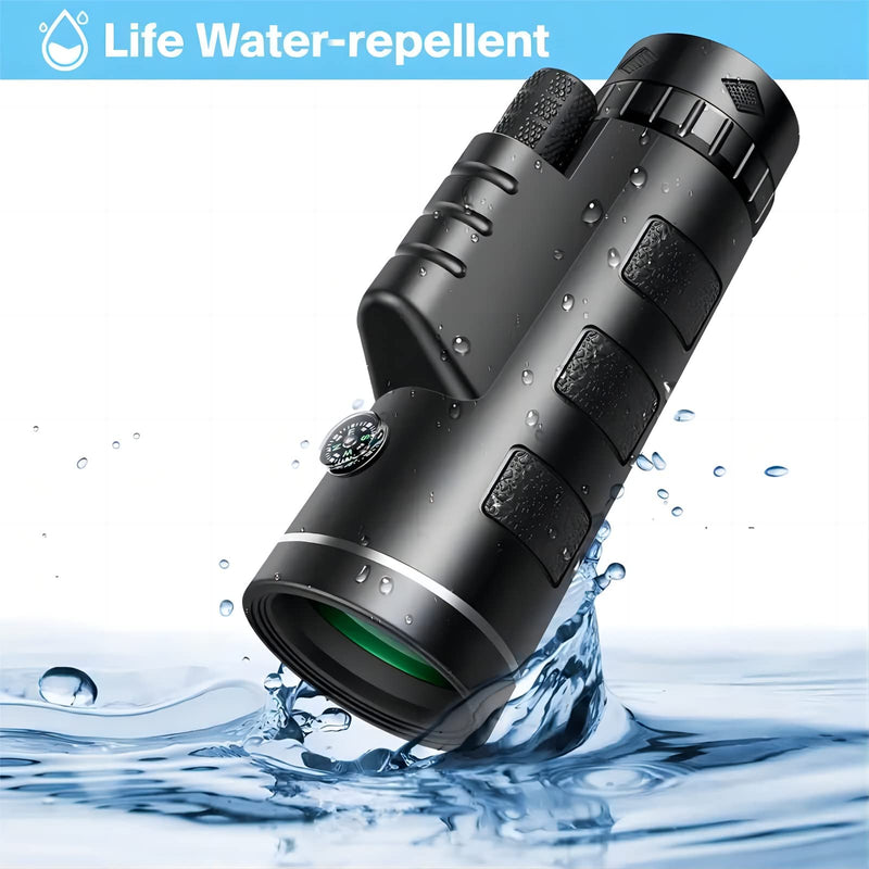 Monocular for Adults High Powered,with Smartphone Adapter & a Tripod Handheld Monocular Telescope,Night Vision Zoom Monocular for Hunting, Star Gazing Star-Scope, Black