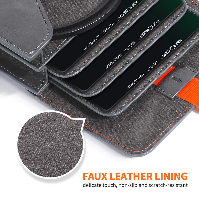 K&F Concept Lens Filter Case, Leather Carrying Filters Bag Pouch For Square ND CPL etc Filters up to 100x100mm