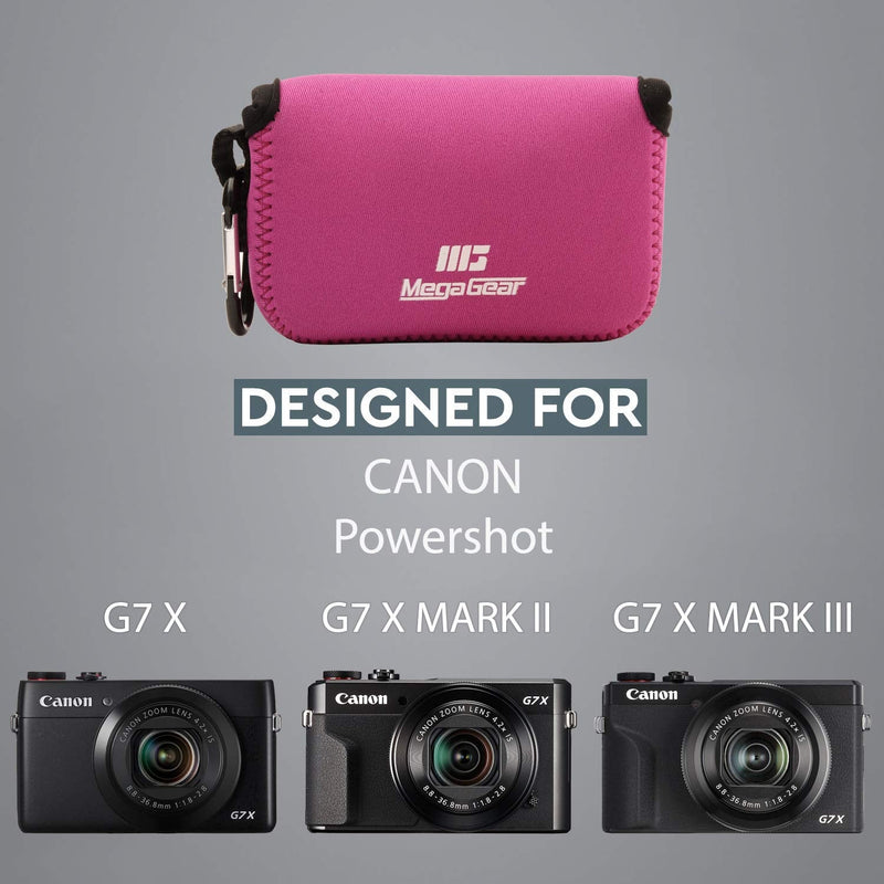 [AUSTRALIA] - MegaGear Ultra Light Neoprene Camera Case Compatible with Canon PowerShot G7 X Mark III, G7 X Mark II Hot Pink 