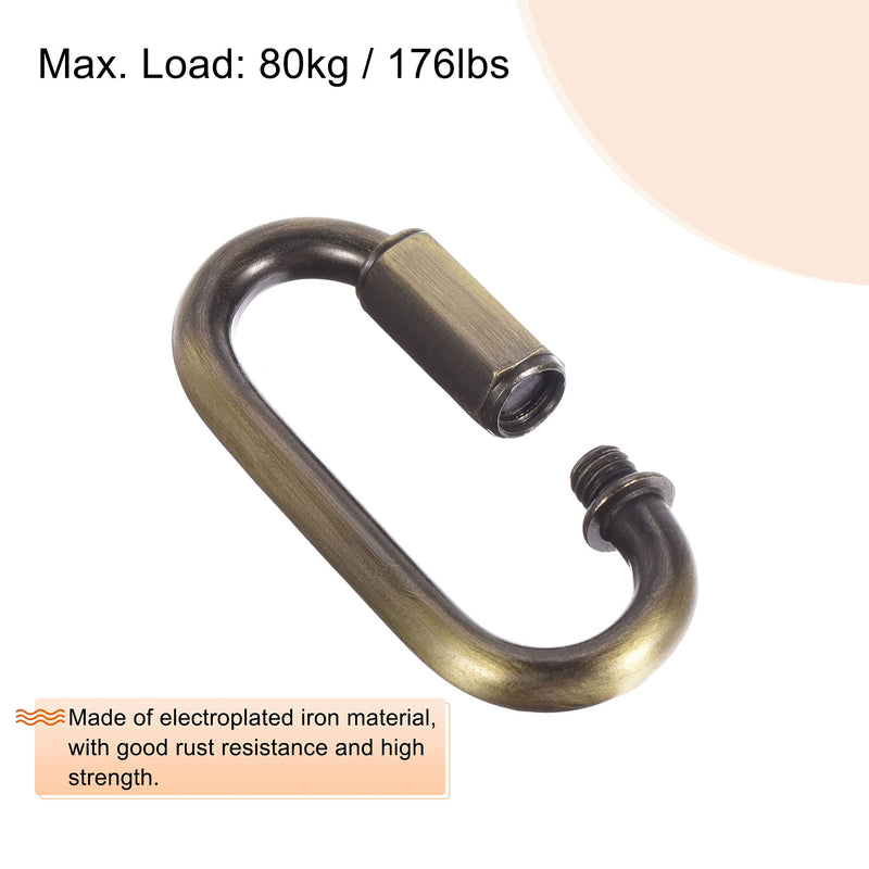 MECCANIXITY Chain Connector, 6mm Thick Quick Link Screw Lock Oval Clips for Chandelier Pendant Lights Bronze Pack of 4