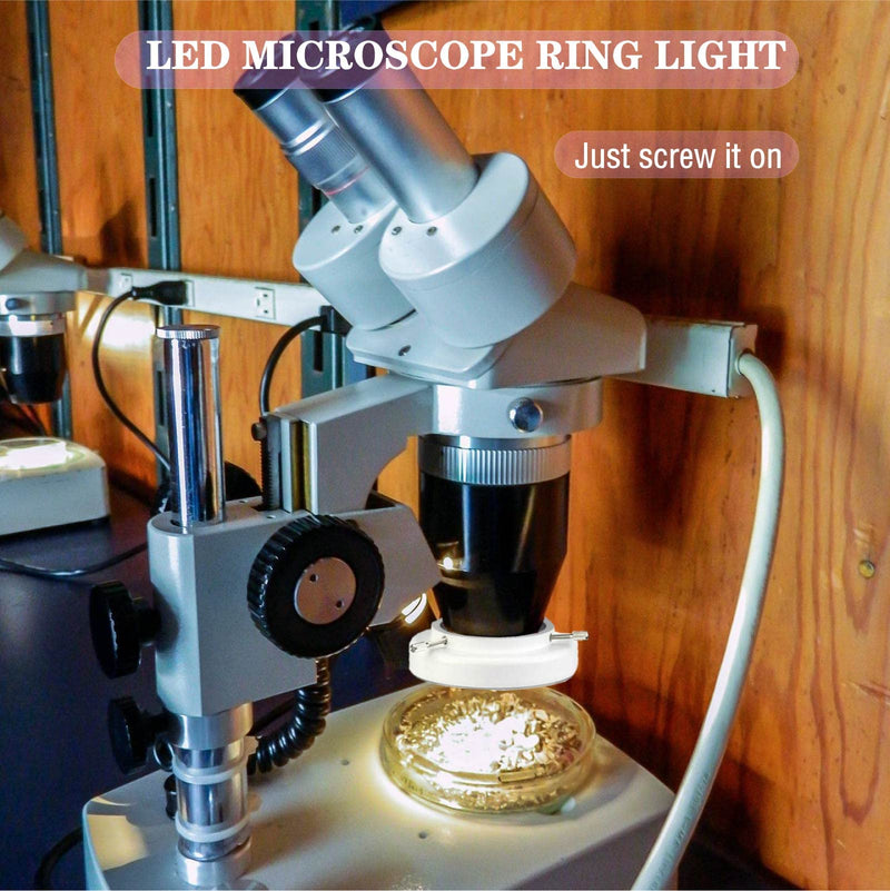 Microscope 144 Led Ring Light Adjustable Illuminator,Microscope Light Source for Lab Stereo Microscope,with Industry Power Adapter for Eg-sm Eyepiece Eyeshields Or Eye-Guards (Black) Black