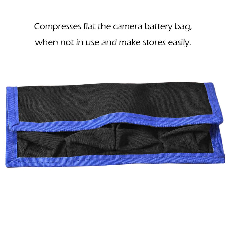 Meking DSLR Camera Battery Holder/Pouch/Case/Bag (4 Pocket) for AA Battery, LP-E6 LP-E8 LP-E10 LP-E12 Battery, EN-EL14 EN-EL15 Battery, NP-FW50 NP-F550 NP-FM500H Battery( 2Pcs ) Blue 2pcs