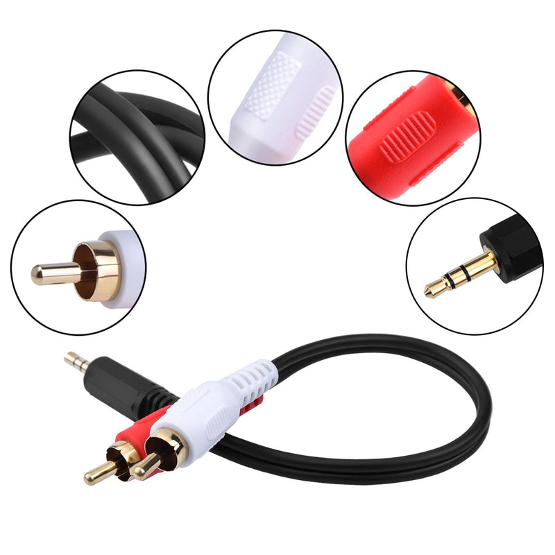 eBoot 3.5mm Audio Cable Male to 2 RCA Male Cable Stereo Audio Y Cable Adapter 6 Inch, 2 Pack