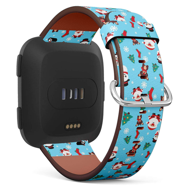 Compatible with Fitbit Versa, Versa 2, Versa Lite, Leather Replacement Bracelet Strap Wristband with Quick Release Pins // Snowman Christmas