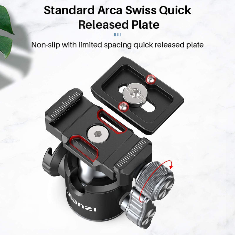 [AUSTRALIA] - ULANZI Tripod Ball Heads for 1/4" Tripod, U-80L Camera BallHead Metal Mini Ball Head 360 Degree Rotating Panoramic Arca Quick Release Plate & Cold Shoe, for DSLR Camera Camcorder Tripod Monopod Slider 