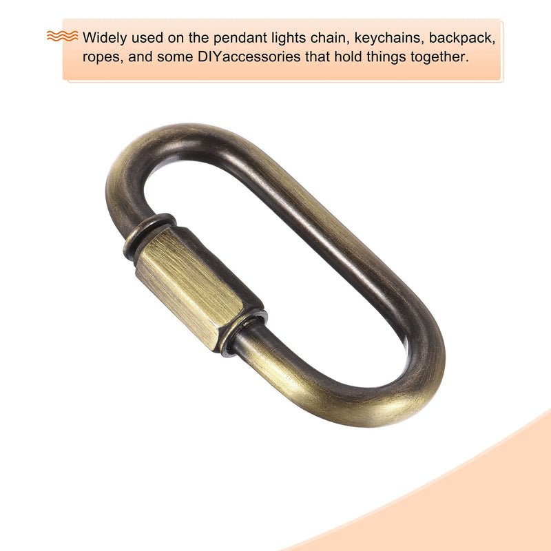 MECCANIXITY Chain Connector, 6mm Thick Quick Link Screw Lock Oval Clips for Chandelier Pendant Lights Bronze Pack of 4