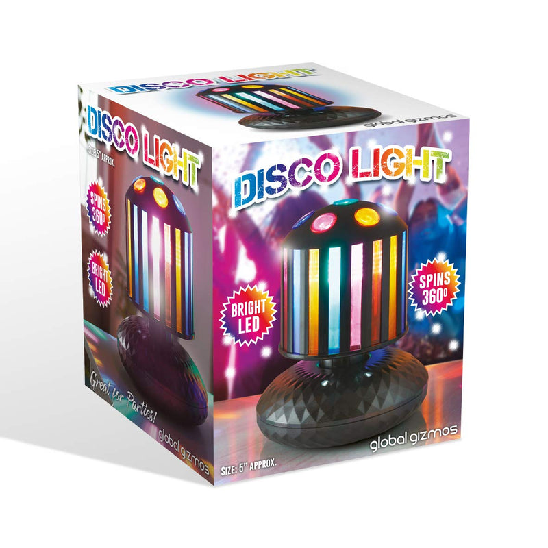 Global Gizmos 55109 5” Disco Light | Twin Light Effect | Adjustable Rotating Direction | Prism Effect Base | Great for Parties