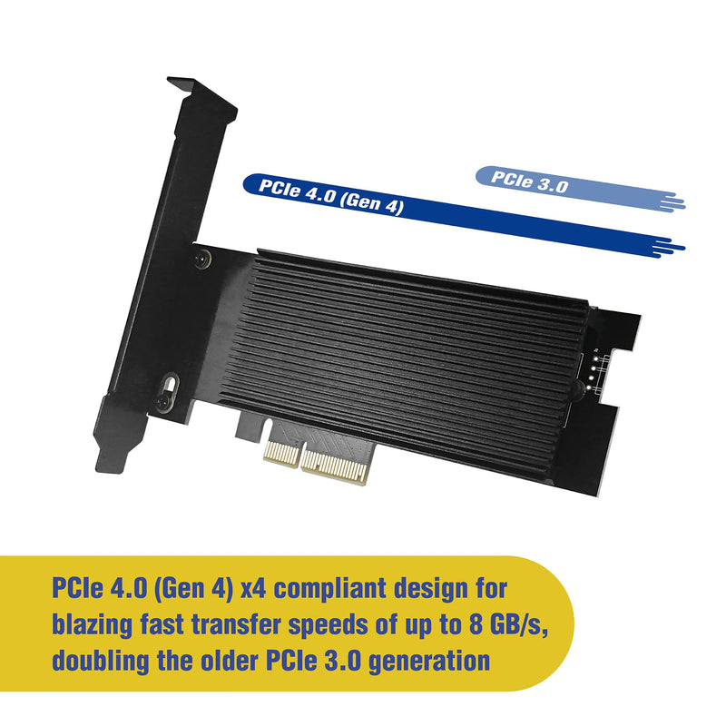 MICRO CONNECTORS Connectors M.2 NVMe SSD PCIe 4.0 Adapter with Covered Heat Sink PCIE-M20804HS